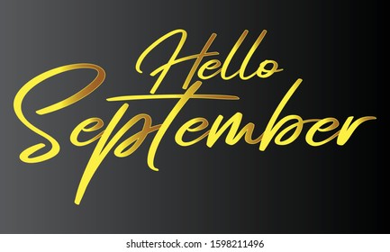 Hello September Handwritten Lettering Vector Background Image