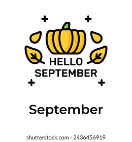 Hola icono de septiembre en estilo único y de moda, listo para usar vector