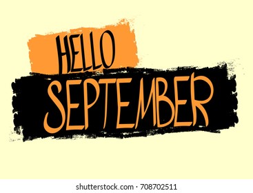 Hello September, poster design template, vector illustration