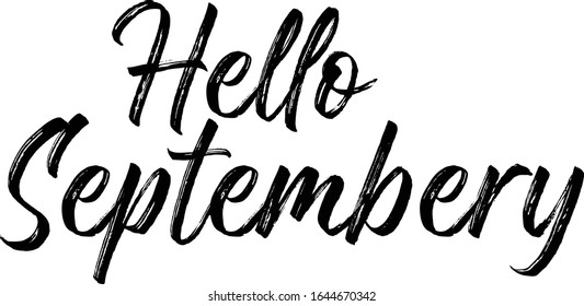 Hello September speech bubble.
Grunge text background. Abstract postcard template