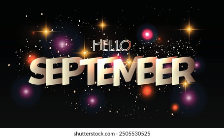 Hello September typographic design, Hello September modern typographic design.
