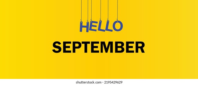 Hello September typography illustration with attractive background.