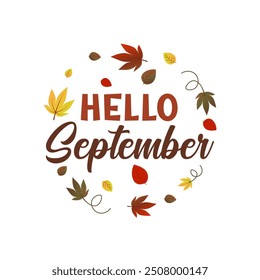 hello september vector background. it is suitable for card, banner, or poster