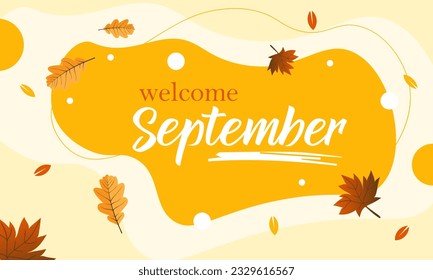 hello september vector illustration. suitable for card, banner, or poster