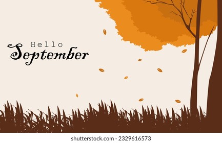 hello september vector illustration. suitable for card, banner, or poster