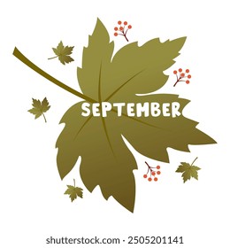 Hello September vector. Welcome September. September with autumn vibes.