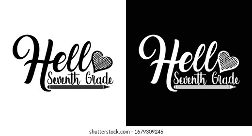 Hello Seventh Grade Printable Vector Illustration