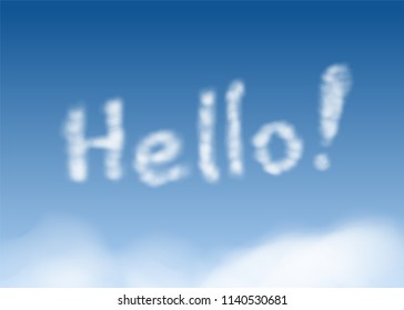 Hello shape clouds on blue sky. Vector. eps10