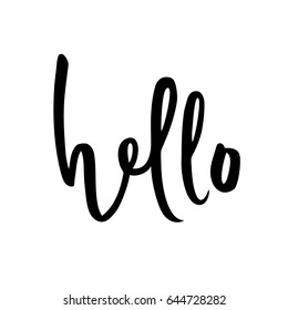 Hello sign. Calligraphic hand written hello script. Vector illustration.