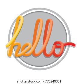 Hello sign. Calligraphic hand written hello script. Color blended Vector illustration.
