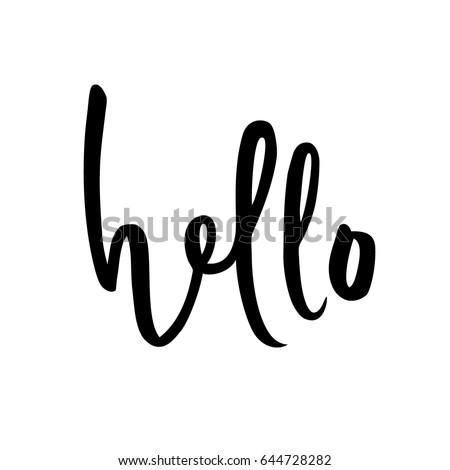 Hello sign. Calligraphic hand written hello script. Vector illustration.