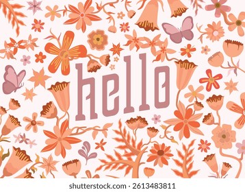 Hello sign floral pattern wallpaper