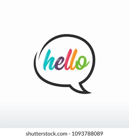 Hello simple greeting letter vector, Speech bubble with hello quote. Hand drawn lettering. Modern brush calligraphy. Vector