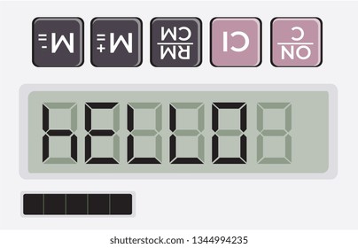 hello slogan in digital number upside down of calculator display