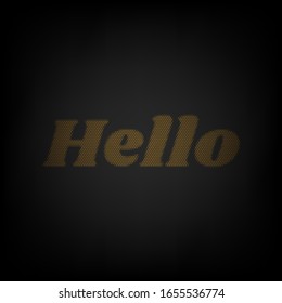 Hello slogan. Icon as grid of small orange light bulb in darkness. Illustration.