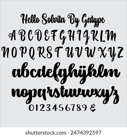 Hello Solvita is a fancy retro script font. With bold high-contrast strokes, a playful character with a bit of binder and an alternative style.To give you extra creative work. 