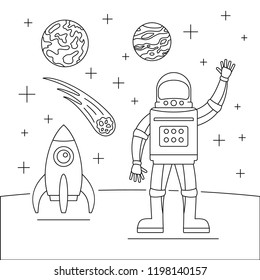 Hello spaceman concept background. Outline illustration of hello spaceman vector concept background for web design