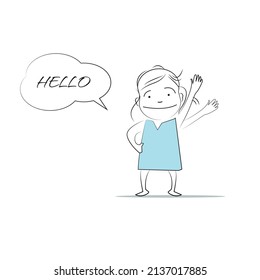 Hello. Speech bubble character.
Doodle style character. An illustration of simple human movements and emotions.