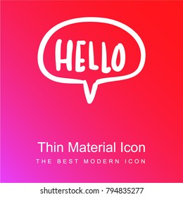 Hello speech bubble handmade chatting symbol red and pink gradient material white icon minimal design