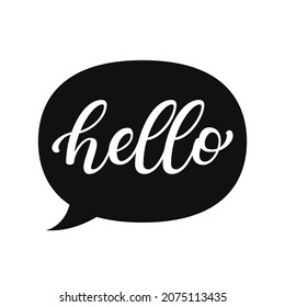 Hello speech bubble. A speech bubble with the handwritten inscription "Hello". Modern calligraphy for postcards, posters, flyers, greeting cards. Vector illustration