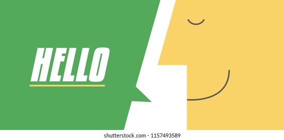 Hello speech bubble vector illustration . Man greeting Hello. Business and Digital marketing concept for website and banners promotions
