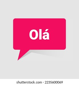 Hello Speech Message. Olá, mensagem de fala vermelha, Text Olá em Flat Vector.