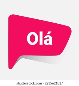 Hello Speech Message. Olá, mensagem de fala vermelha, Text Olá em Flat Vector