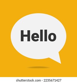 Hello Speech Message. Olá, mensagem de fala vermelha, Text Olá em Flat Vector