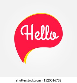 Hello speech message. Red speech bubble icon with Hello quote. Vector illustration.