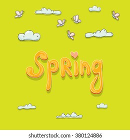 hello spring abstract background. doodle spring vector illustration