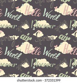 Hello Spring Air World Discover Word Stack Seamless