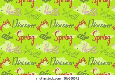 Hello Spring Air World Discover Word Stack Seamless. 10 eps