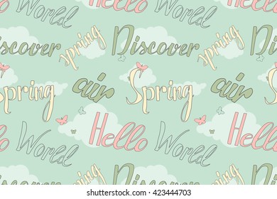 Hello Spring Air World Discover Word Stack Seamless. 10 eps