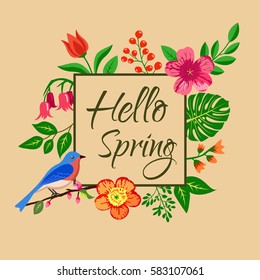 Hallo Frühlingshintergrund, Blumen, Kunst, Design, Poster, Veranstaltung, Vektorgrafik, Bildschirmhintergrund