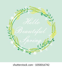 Hello Spring Background With Flowers. frame