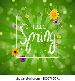 Hello Spring Background With Gradient Mesh, Vector Illustration