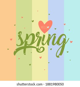 hello spring background with hello spring lettering vector illustration