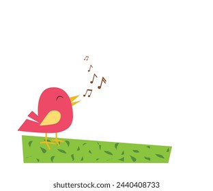 Hello spring background with little birds in, vector, illustration. spring funny birds on a soft pastel color background. Card, sticker, poster, print, banner Positive spring vector illustration.