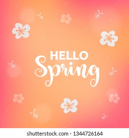 Hello spring background. Season greeting card.