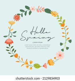 Hola patrón de fondo de banner primavera con flor colorida. Puede usar tarjeta de medios sociales, vale, papel de pared, volantes, invitación, afiches, folleto.
