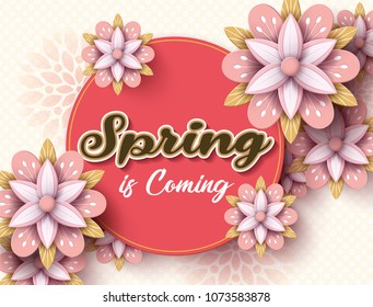 Hola Banner de primavera con flor. ilustración vectorial.