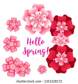 Hello spring banner. Greeting to spring vector card, hello text. For advertising, sales, discounts, super offers