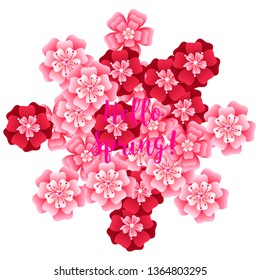 Hello spring banner. Greeting to spring vector card, hello text. For advertising, sales, discounts, super offers