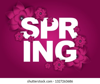Hello Spring Banner Greetings Design  Background with Colorful Flower Elements. Vector illustration. EPS10