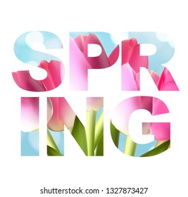 Hello Spring Banner Greetings Design  Background with Colorful Flower Elements. Vector illustration. EPS10