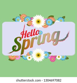 Hello Spring  banner invitation with beautiful flower. Vector illustration - Images vectorielles