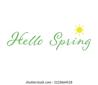 Hello Spring banner poster. Vector illustration to welcome the start of spring. Bright colors on white background. 