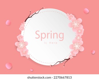 Hello spring banner. Trendy texture. Season vocation, weekend, holiday logo. Spring Time Wallpaper. Happy spring Day. Spring vector Lettering text. Fashionable styling. Flower vector.