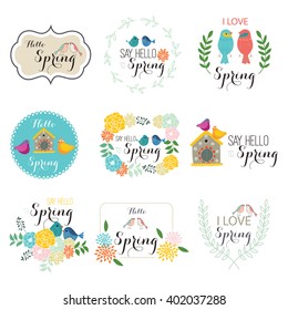 Hello Spring Banner, vector template.