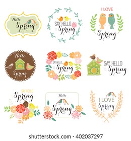 Hello Spring Banner, vector template.